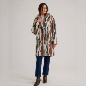 Brand New Nikki Jones Multicolor Faux Fur Coat